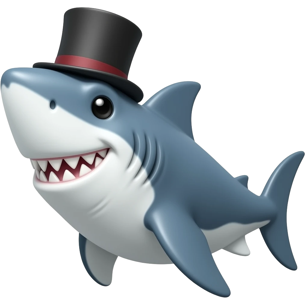 Shark with a top hat emoji