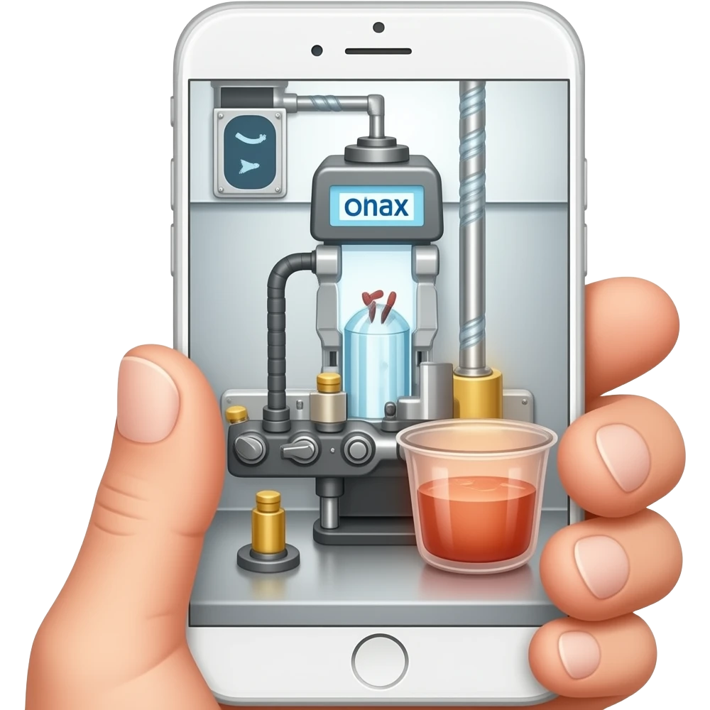 hand taking photo with iphone to a machine emoji