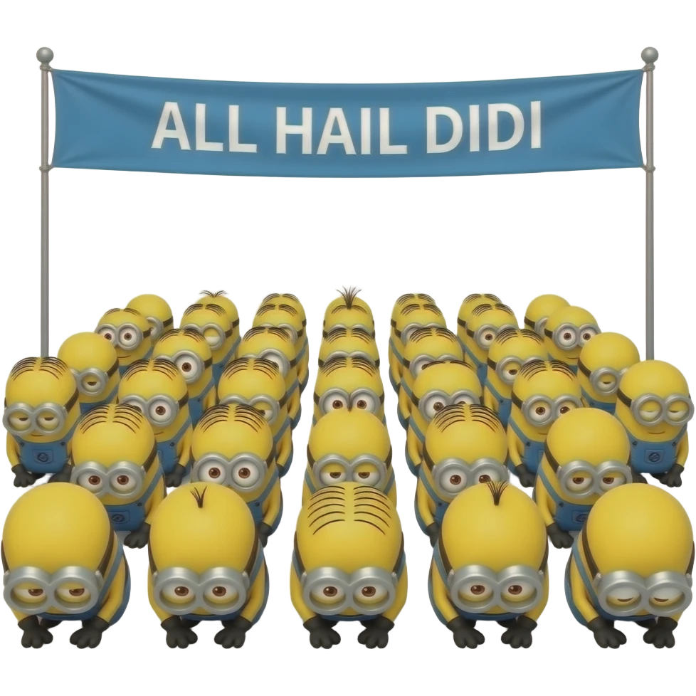 CROWD OF minions BOWING ON THIER KNEES with the text ALL HAIL DiDI emoji