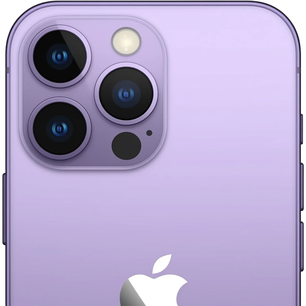 pastel purple iPhone back view with camera details emoji