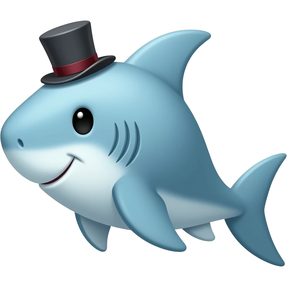 Shark with a top hat emoji