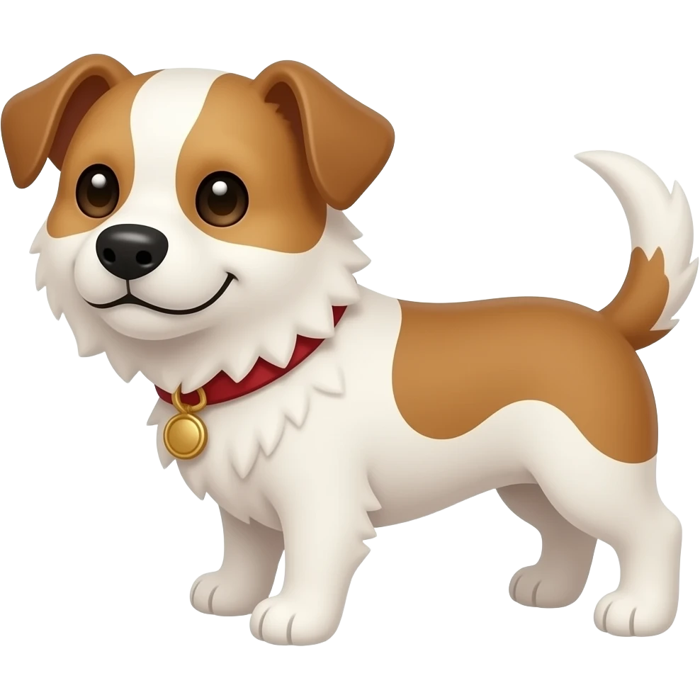 Tan and white small Bernie doodle dog emoji