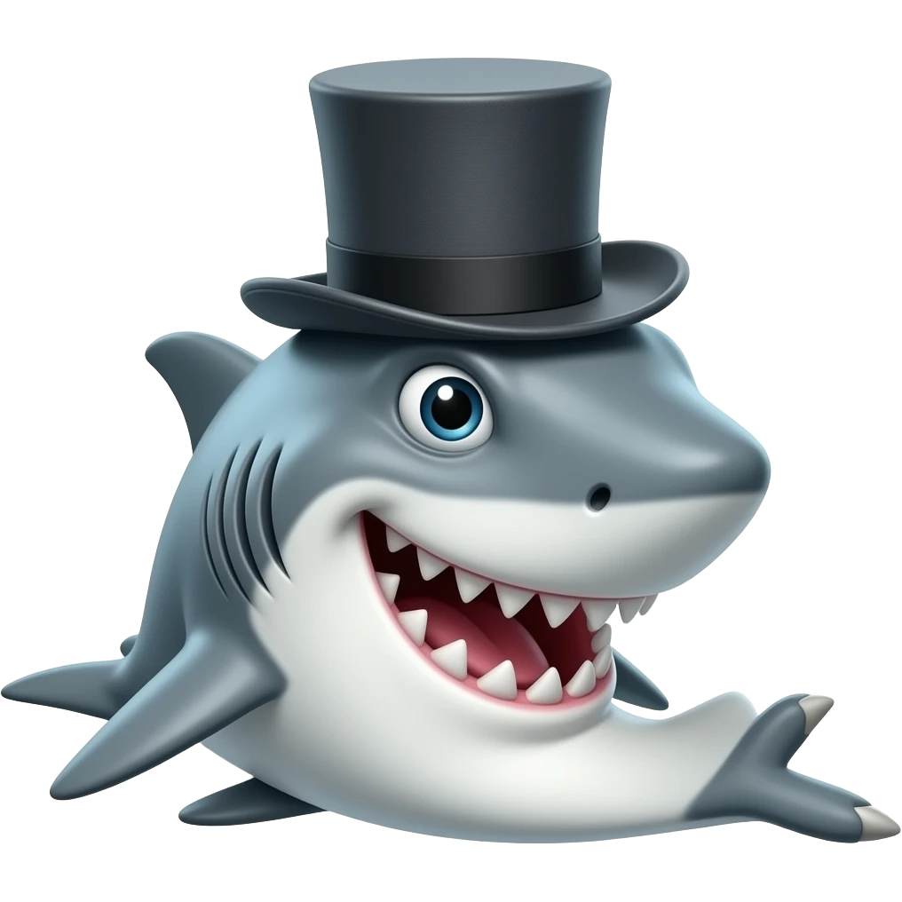Shark with a top hat emoji