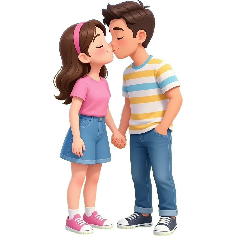 A girl 16 years old , and guy a 20 years old kisses in park emoji