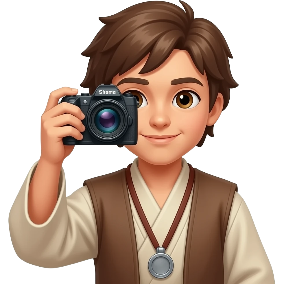 jeune padawan avec  appareil photo portrait emoji