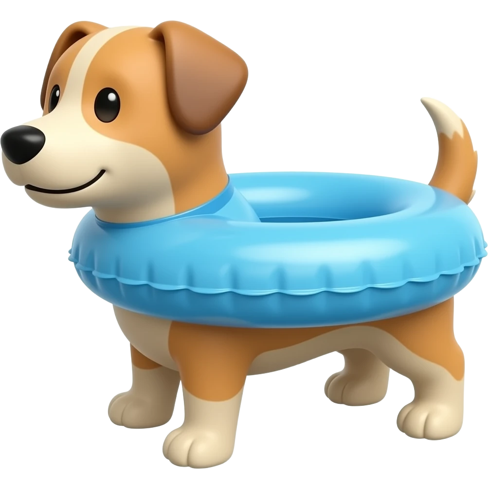 make a dog using a inflatable pool float, make it in an emoji style emoji