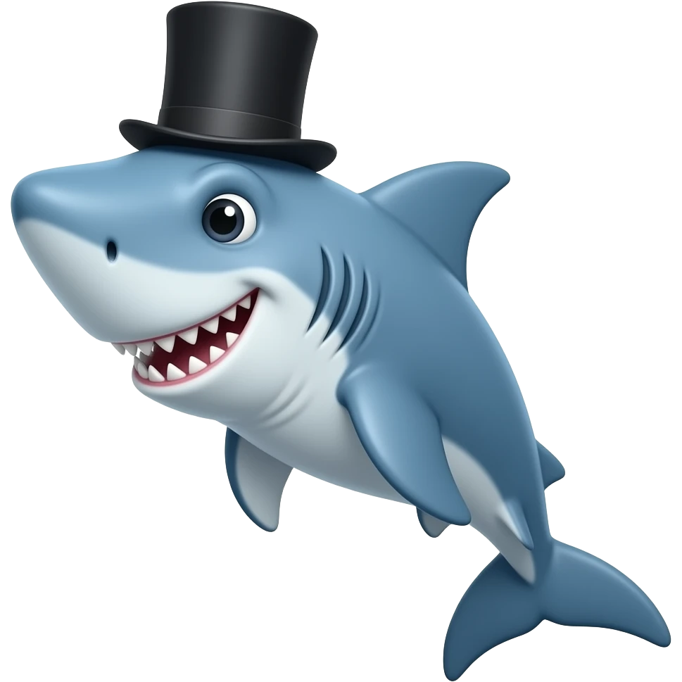 Shark with a top hat emoji
