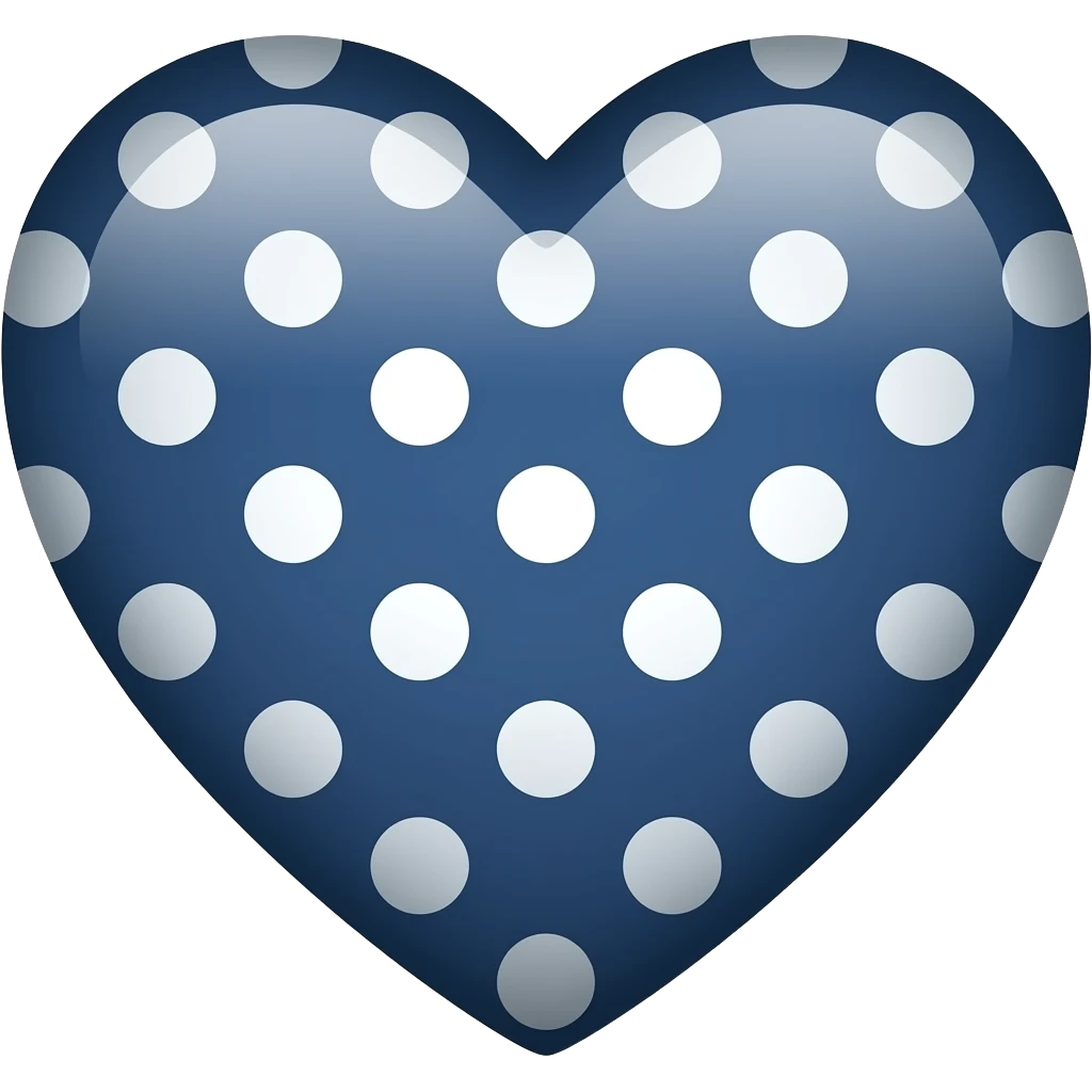 Polka dot heart emoji in navy  blue emoji
