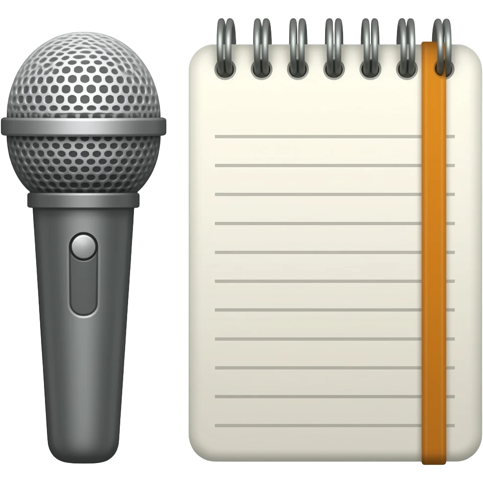 a minimalist microphone and a notebook next to it emoji