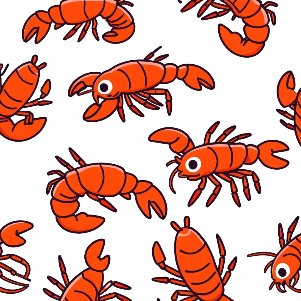  dancing lobster eating fried  shrimp ￼ emoji