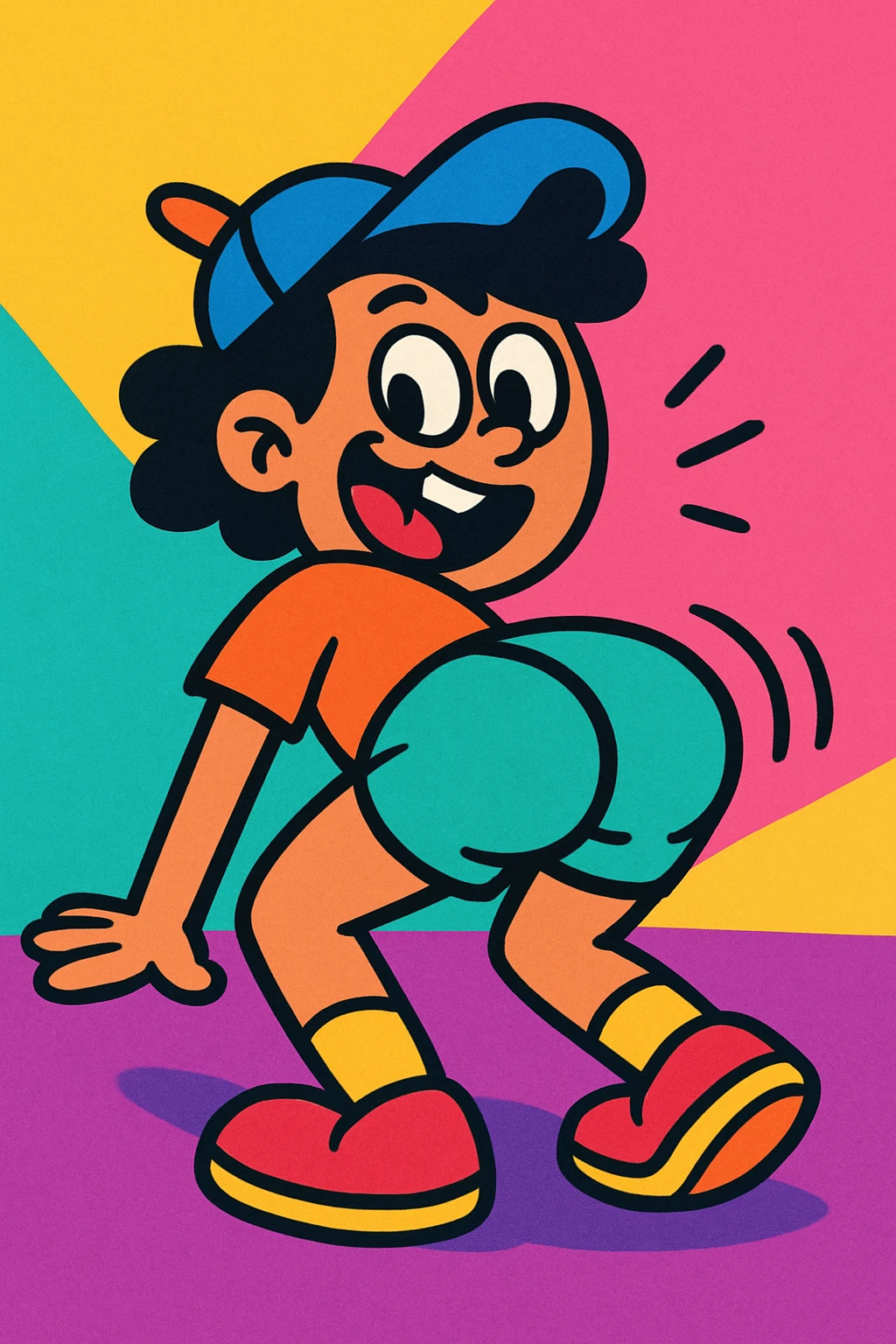 playful cartoon character twerking, vibrant and fun style emoji