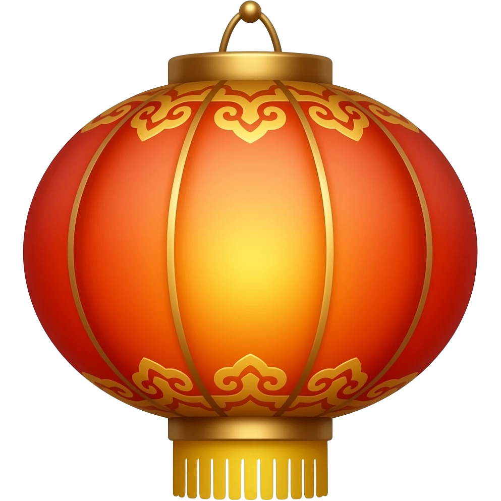 Golden, Orange, bronze, reddish Chinese lantern emoji