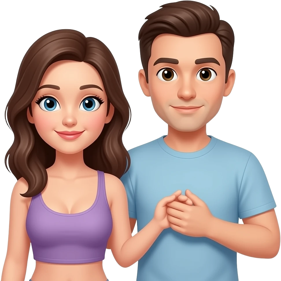 Man holding women breast inside top emoji