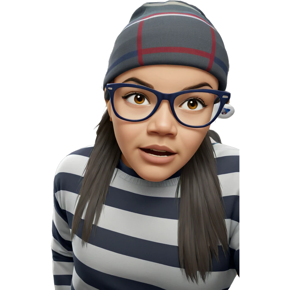 realistic girl in striped sweater emoji