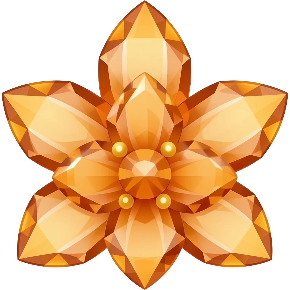 hanging orange crystal forming a flower emoji
