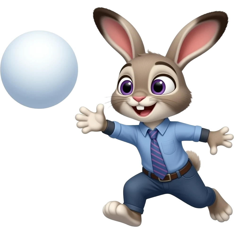 Bunny throwing snowball emoji
