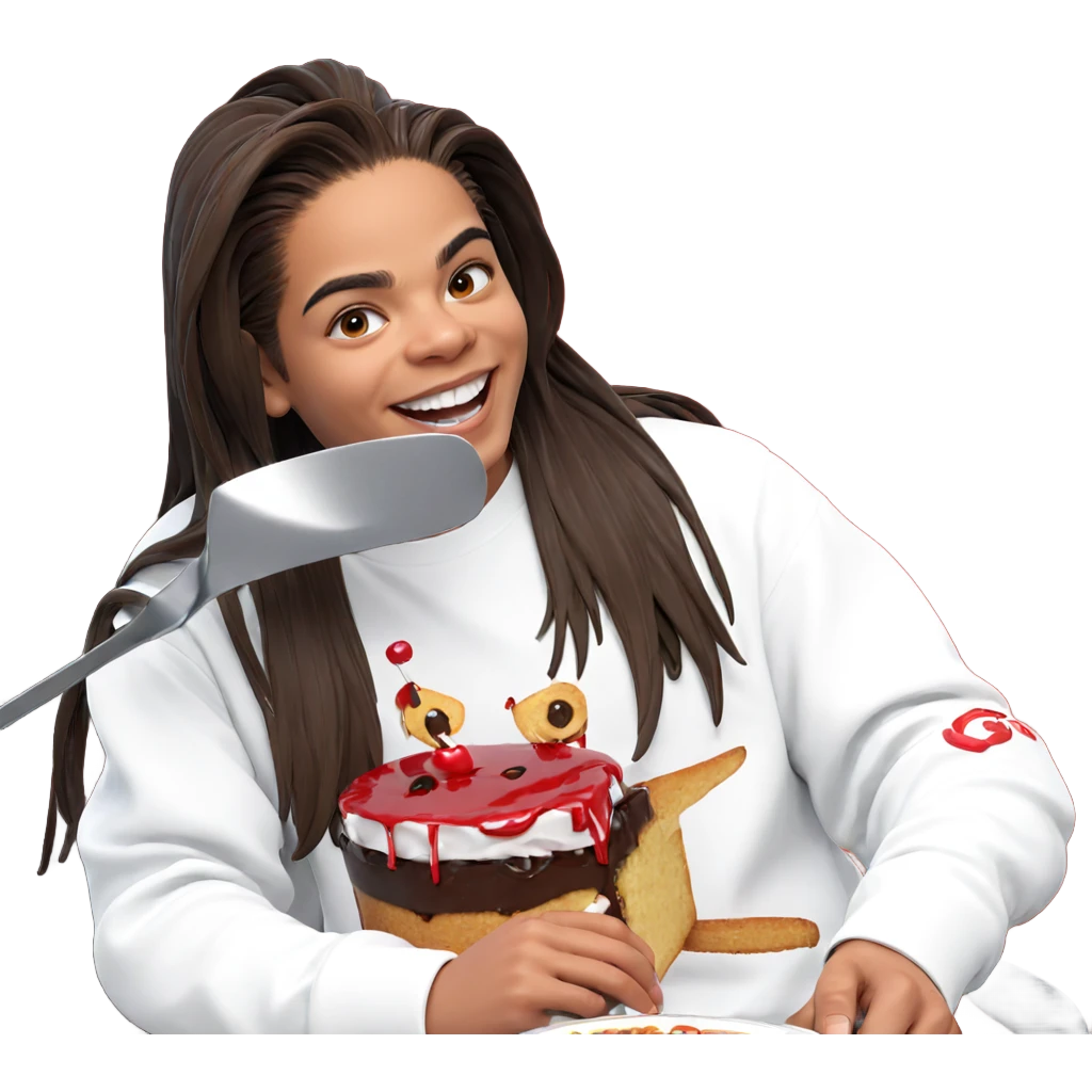 smiling boy with cake emoji