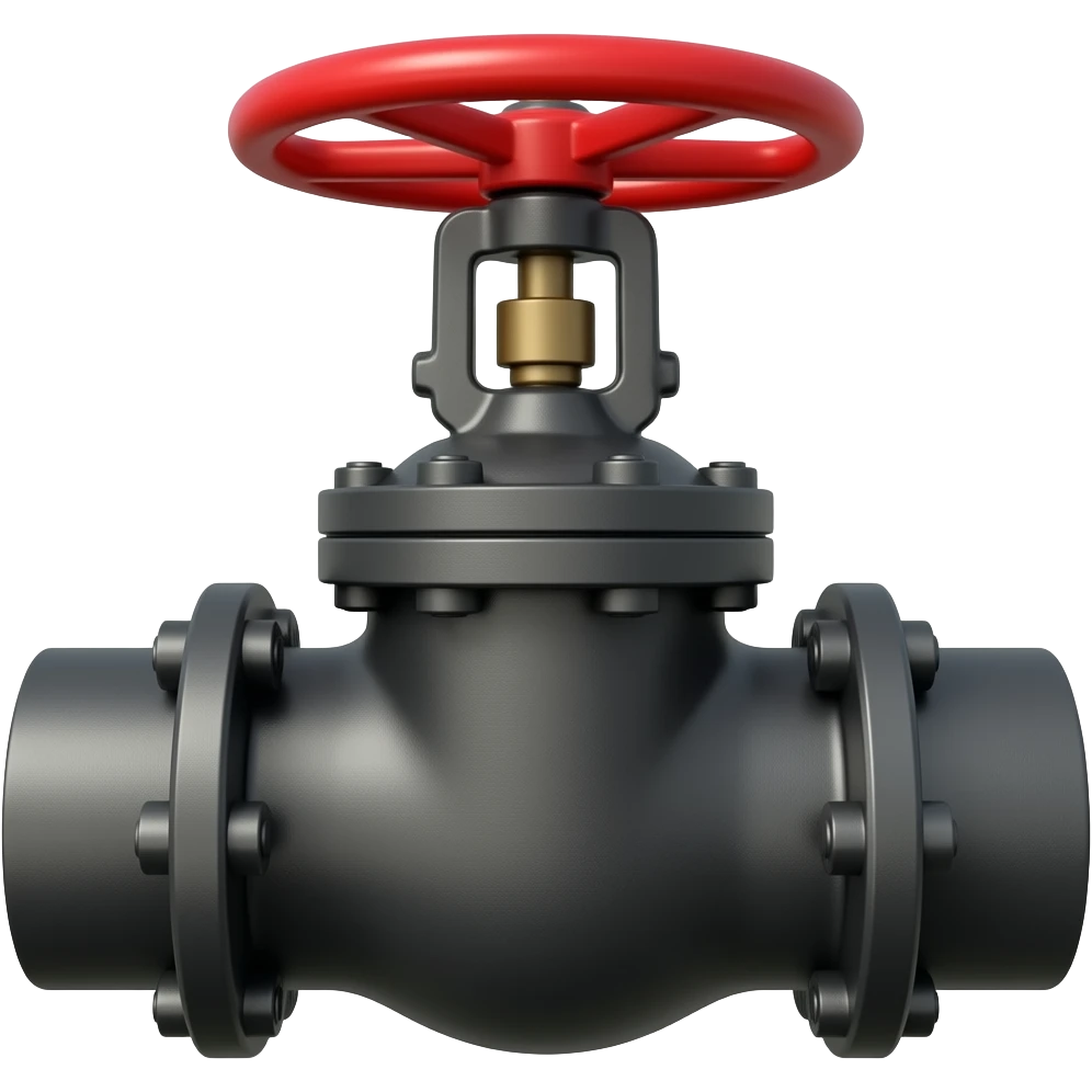 narrow horizontal black pipeline with red valve on top emoji
