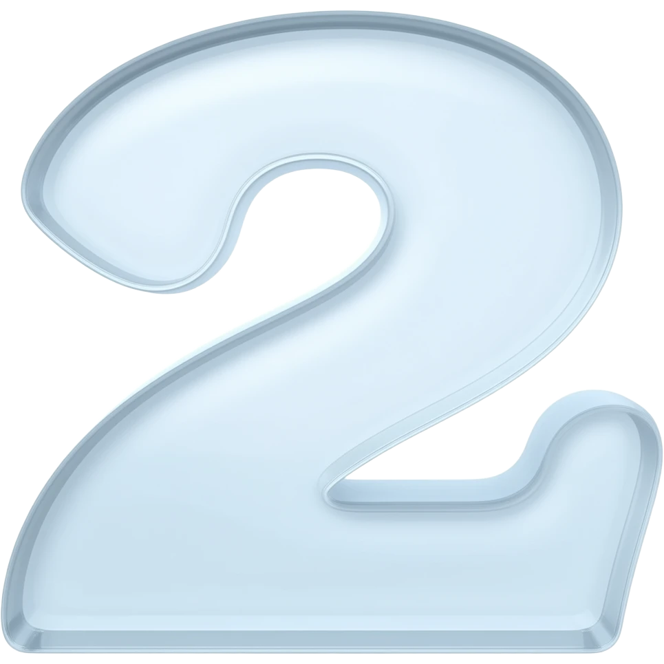 "2" nuber with glass effect emoji