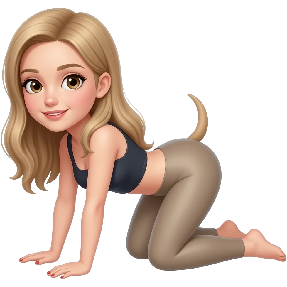 A girl performing a doggy-style pose and showing off her bare buttocks emoji