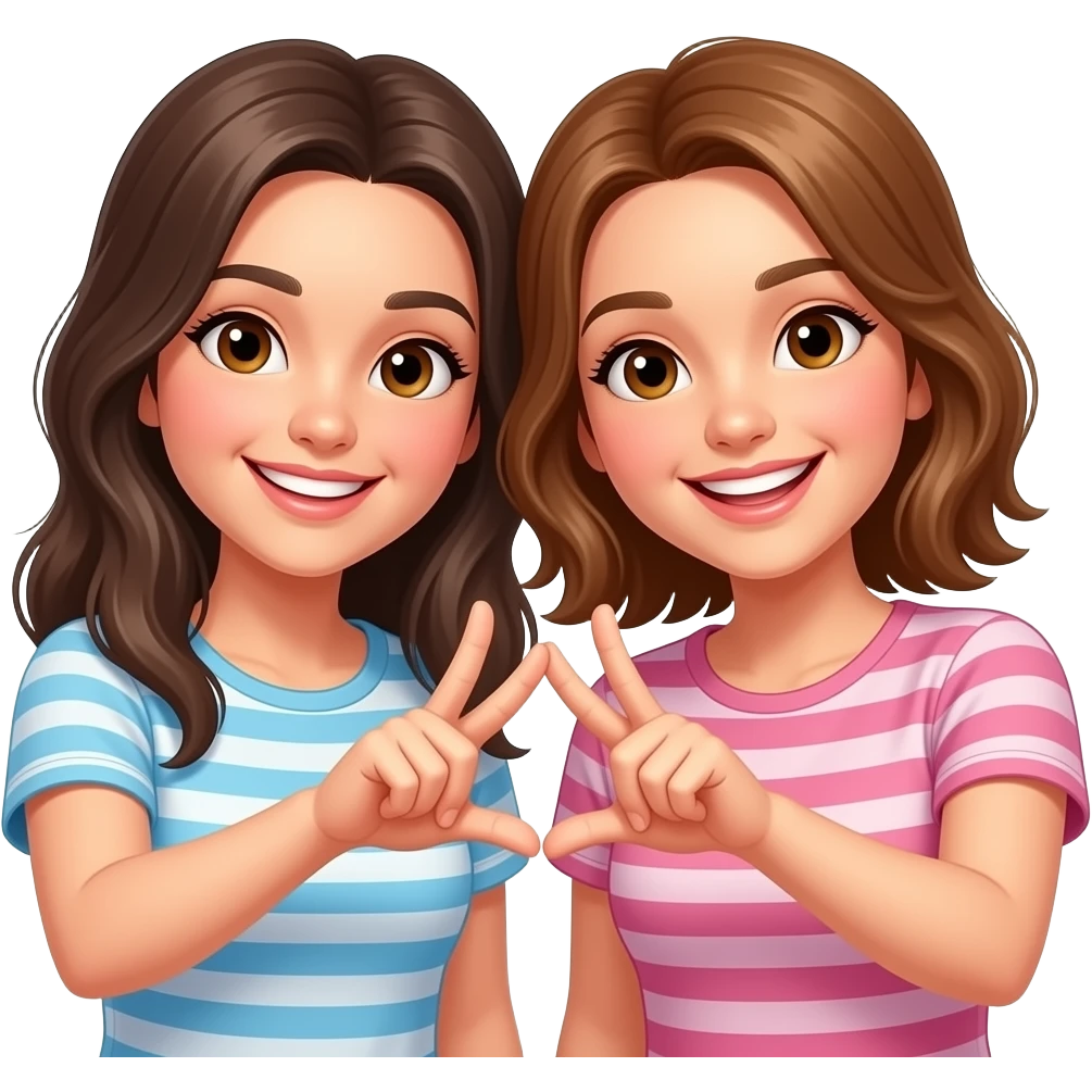 Two girls putting their fingers with each other to from this shape ✂️ emoji