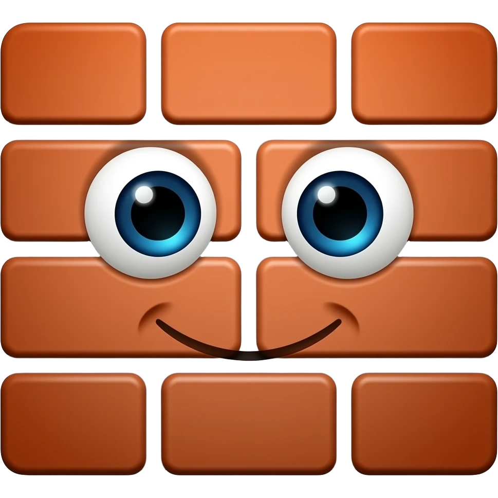 Brick with a face emoji