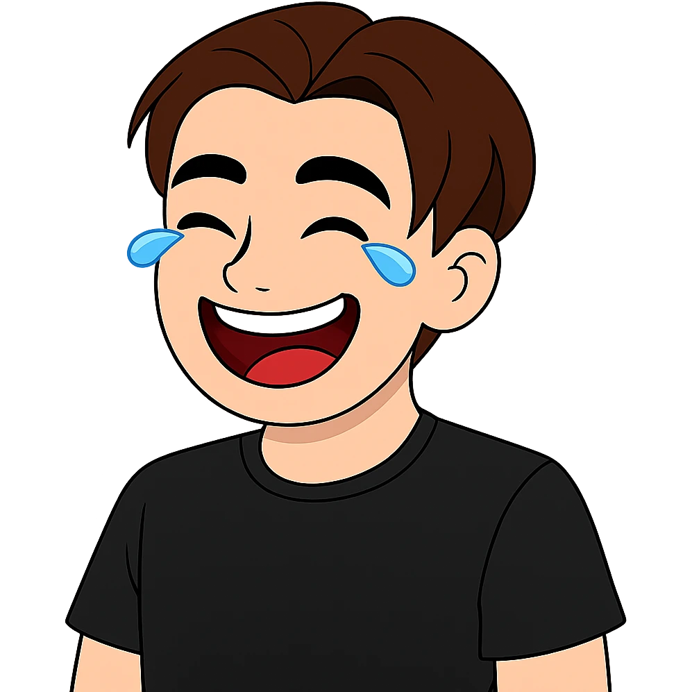 Change the hair color to a brown shade matching the 4th reference image and change the shirt color to black matching the 5th reference image. Keep the background transparent. emoji