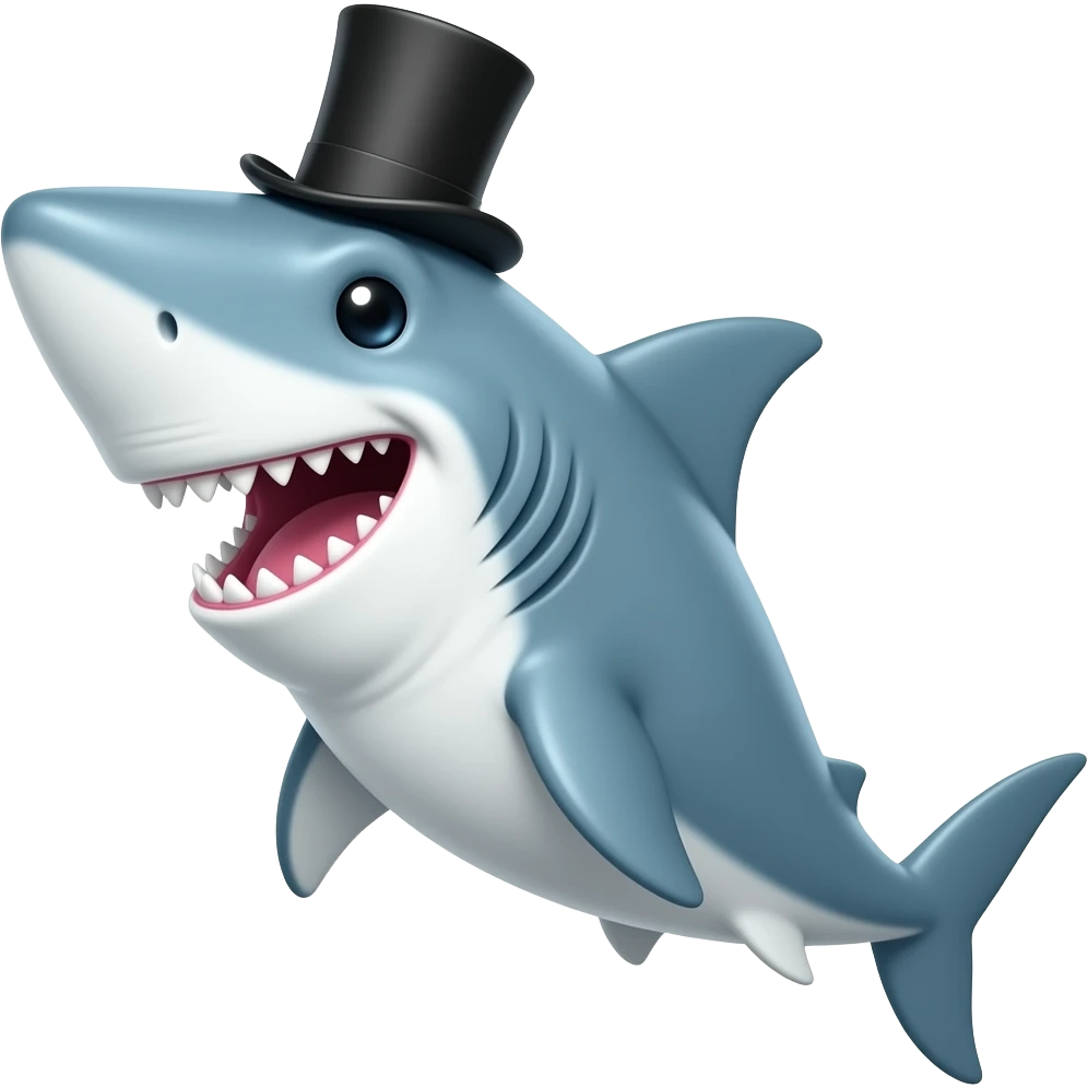 Shark with a top hat emoji
