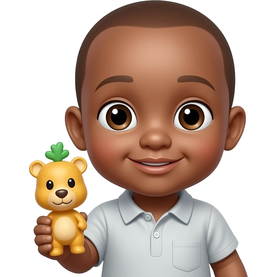 Baby AnAn holding on the toy emoji