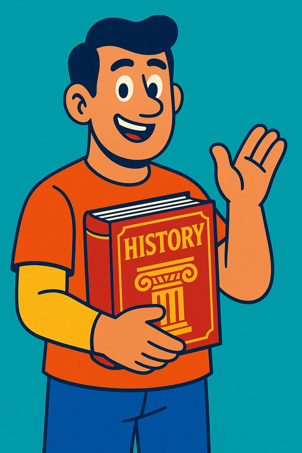 man holding a history book, bold colors emoji