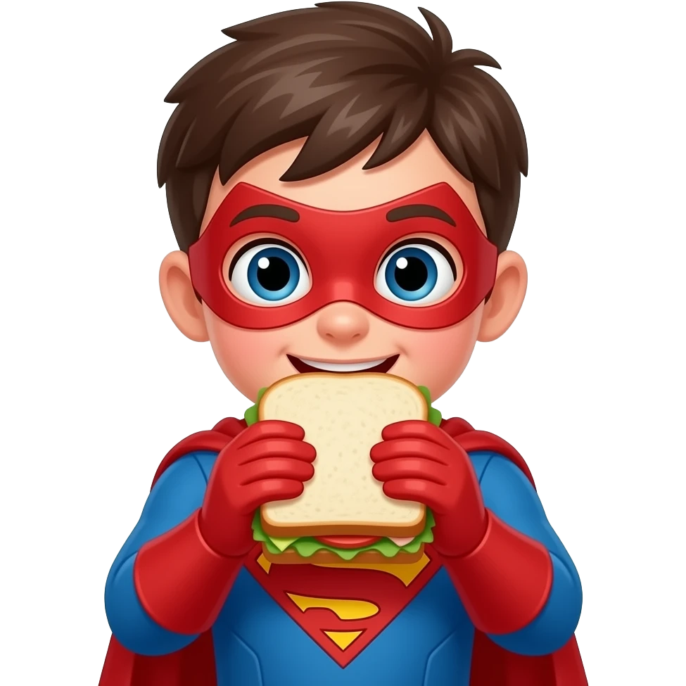 SuperHero Kid eating emoji
