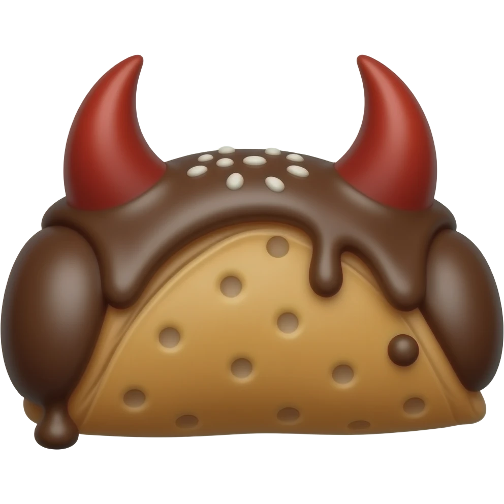 Chocolate Canolli pastry with devil horns emoji