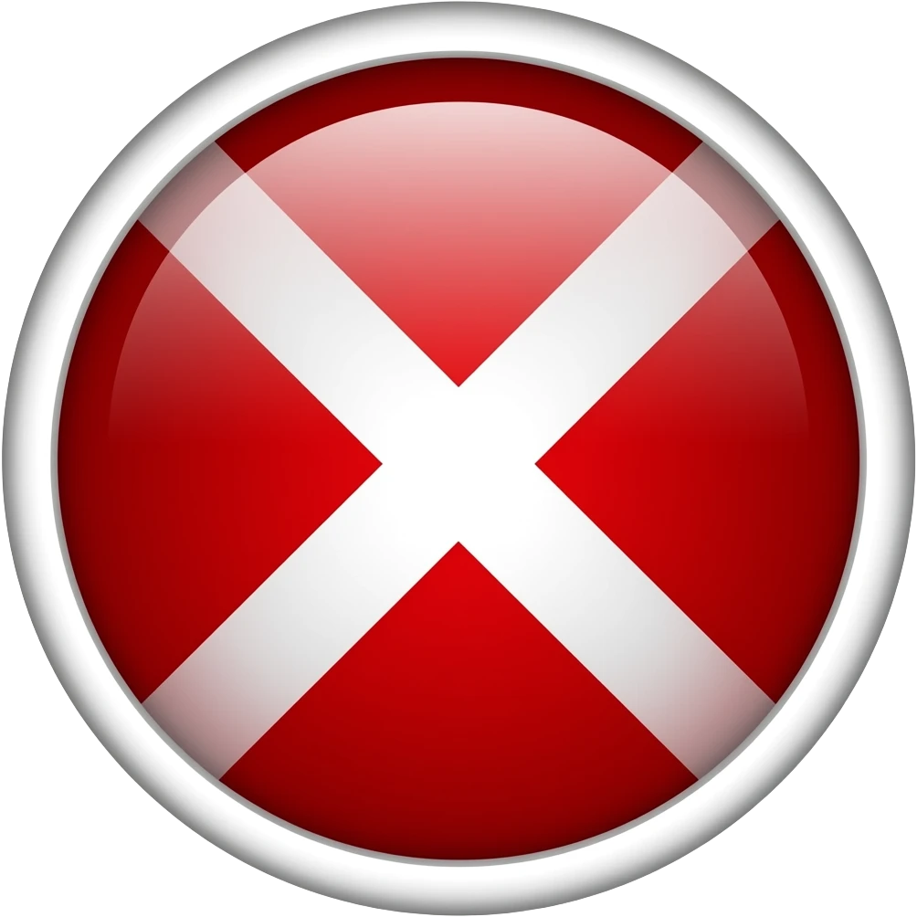 Red filled circle with white X, CCTV on end points of X emoji