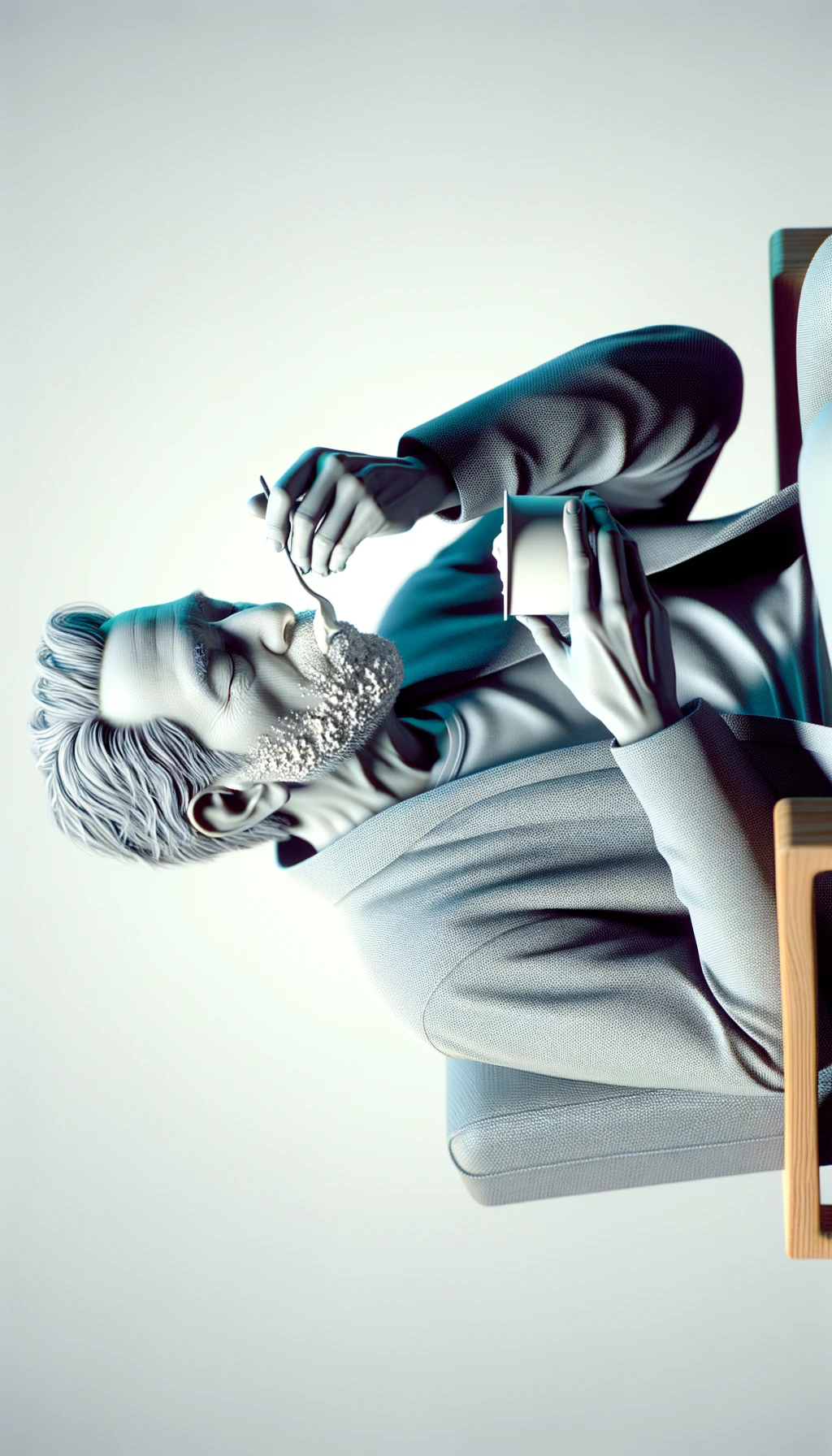 corpo umano che mangia uno yogurt, iperrealistico 4k, SFONDO CHIARO emoji