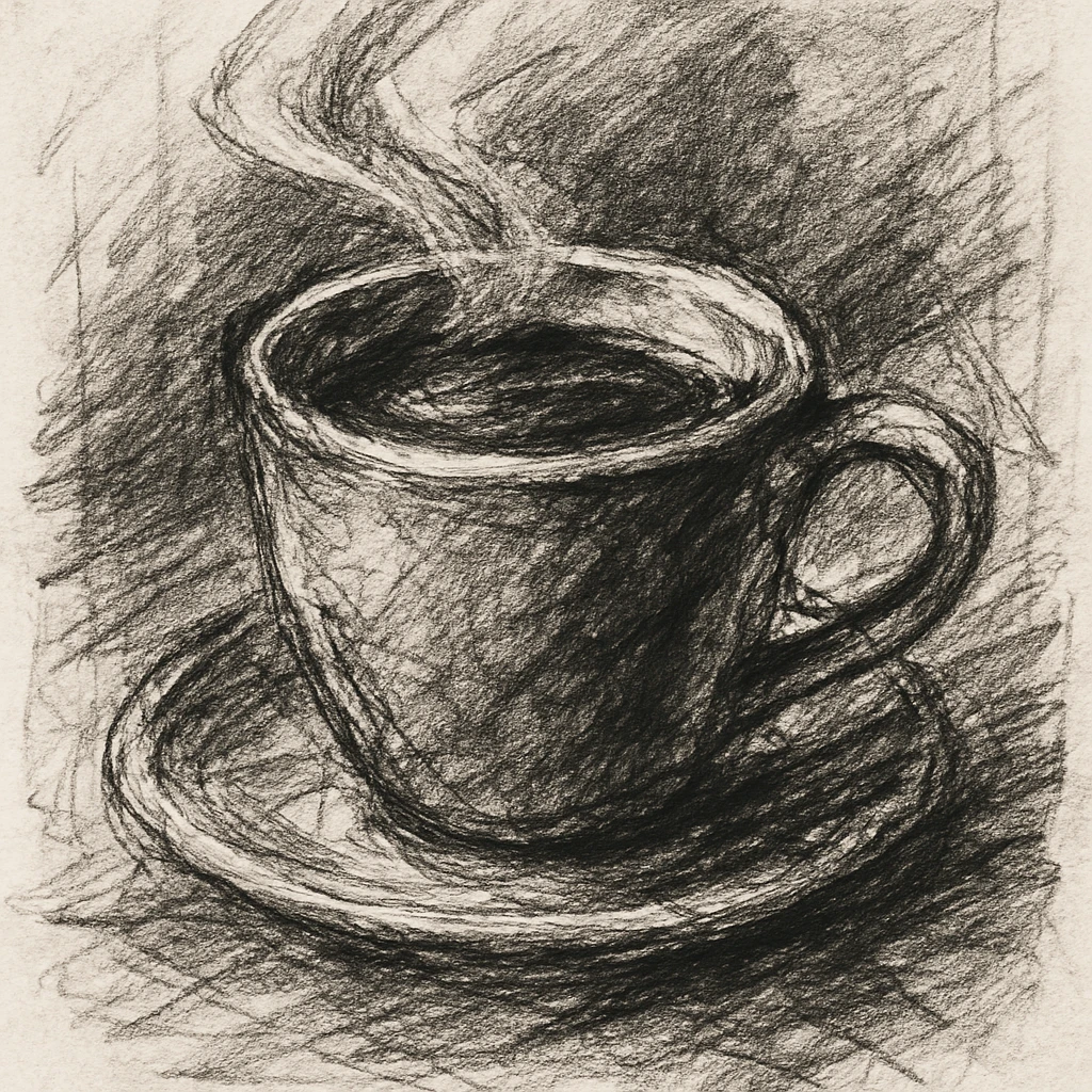 a cup of coffee in pencil sketch style emoji