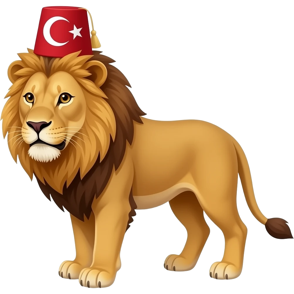 Turkish fez on a lion emoji