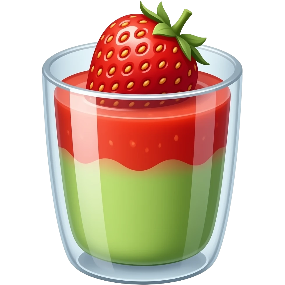 strawberry layer then matcha layer in a glass cup emoji