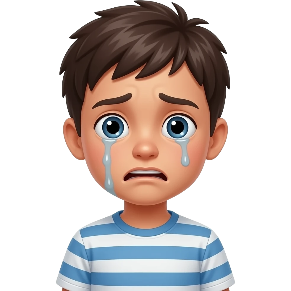 garçon noir de 7 ans, triste et appeuré emoji