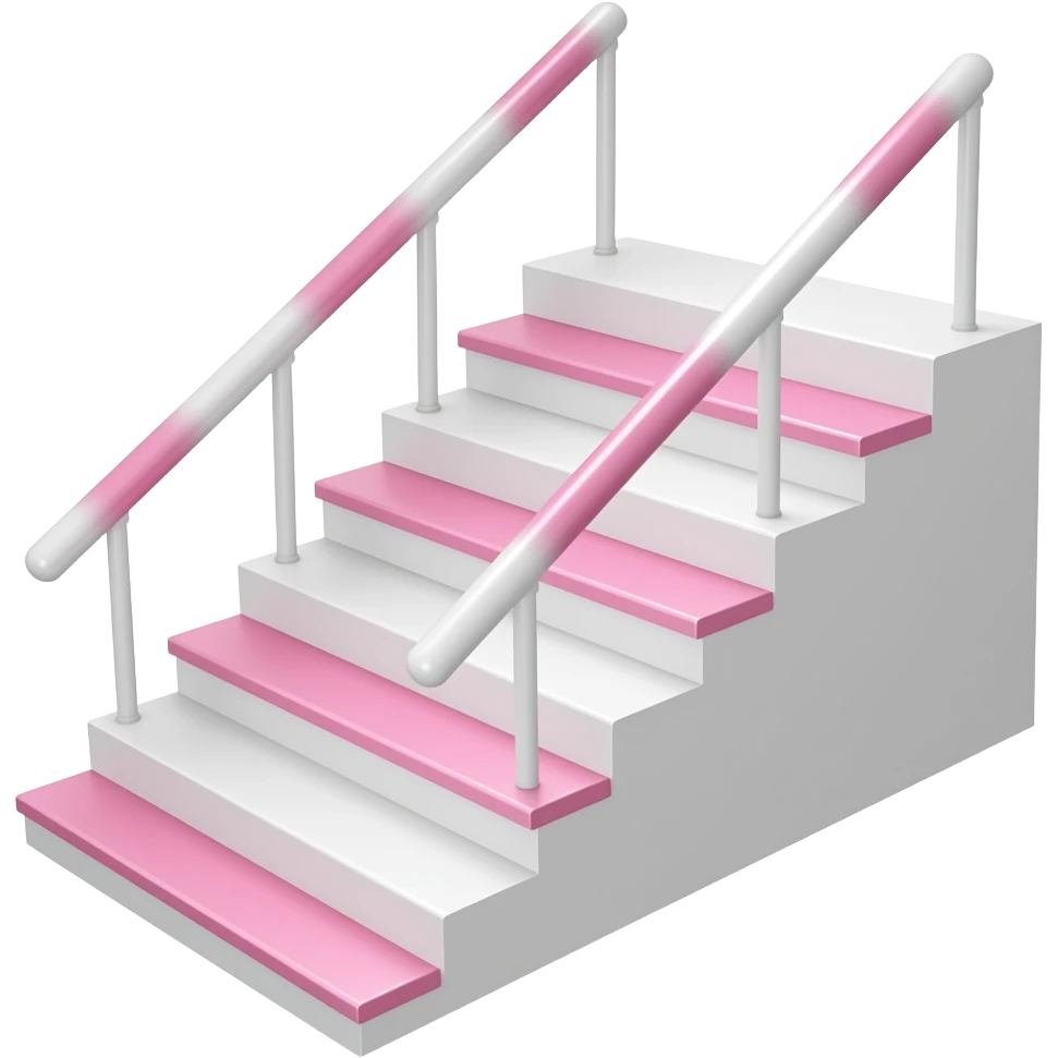White gym stairs equipament with pastel pink without handrail, minimal backdrop emoji