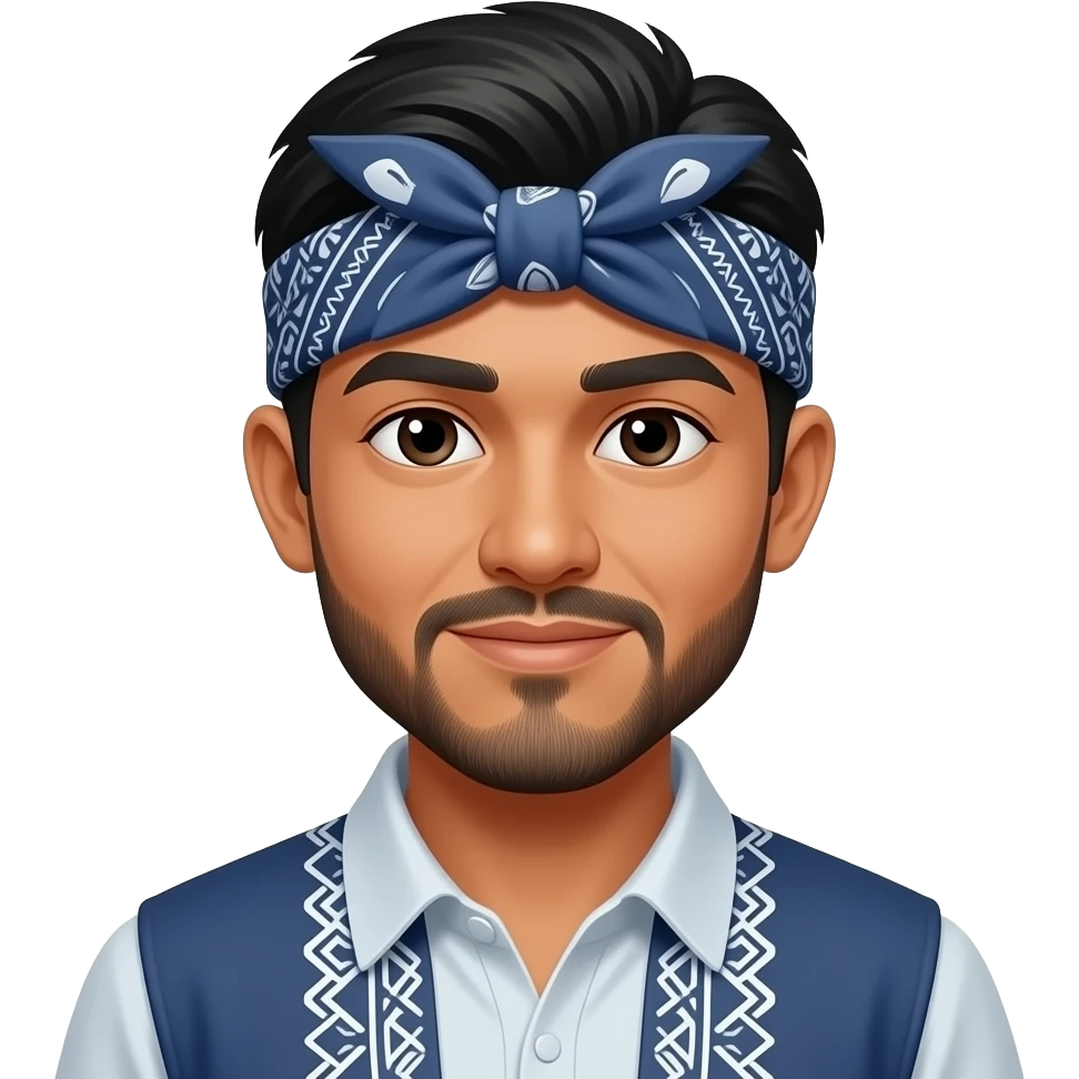 Filipino man with facial hair wearing a bandana emoji