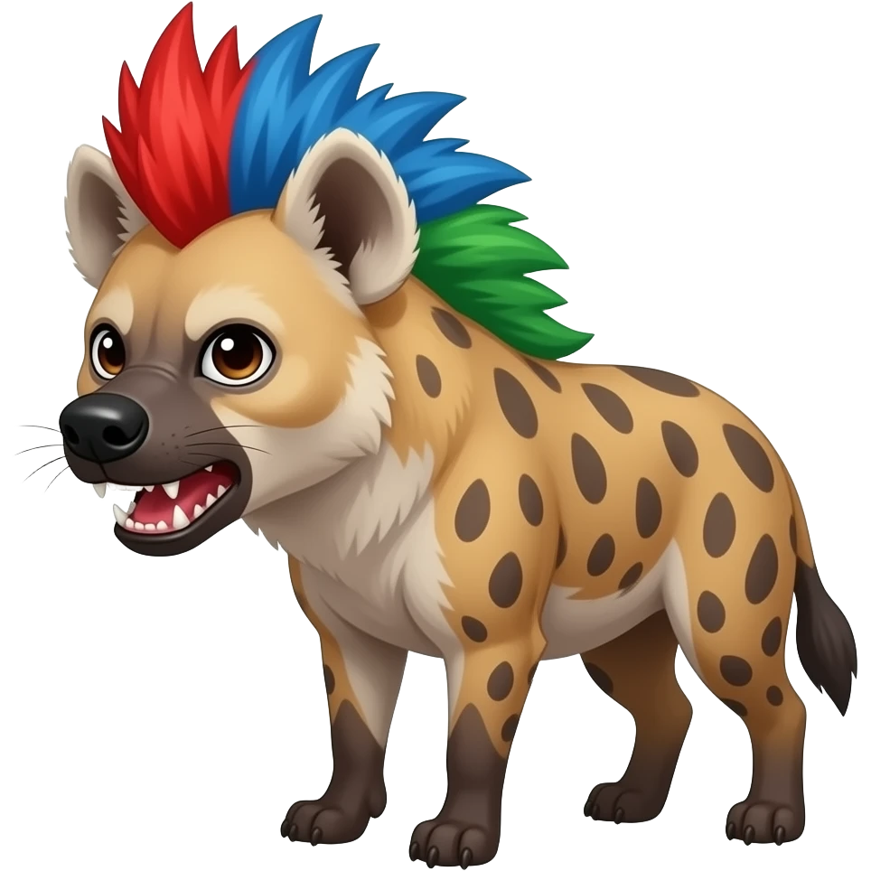 hyène punk cheveux rouge bleu vert qui a faim emoji