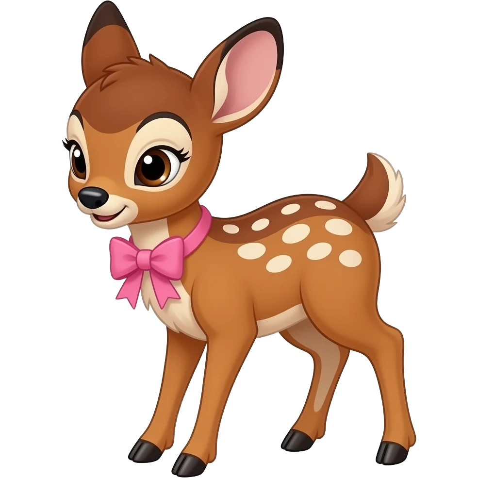 Cute bambi emoji with a pink bow emoji