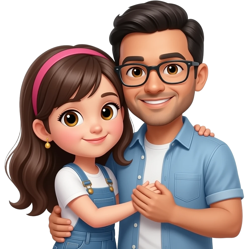 Praba(cute girl)and hesa(cool man) they are a kid hugging emoji