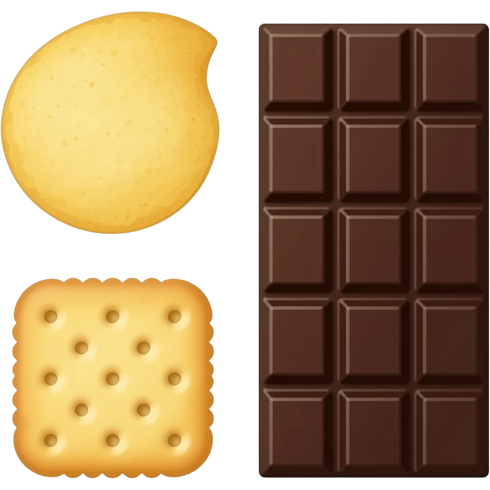 vector flat potato chips, crackers, chocolate together emoji
