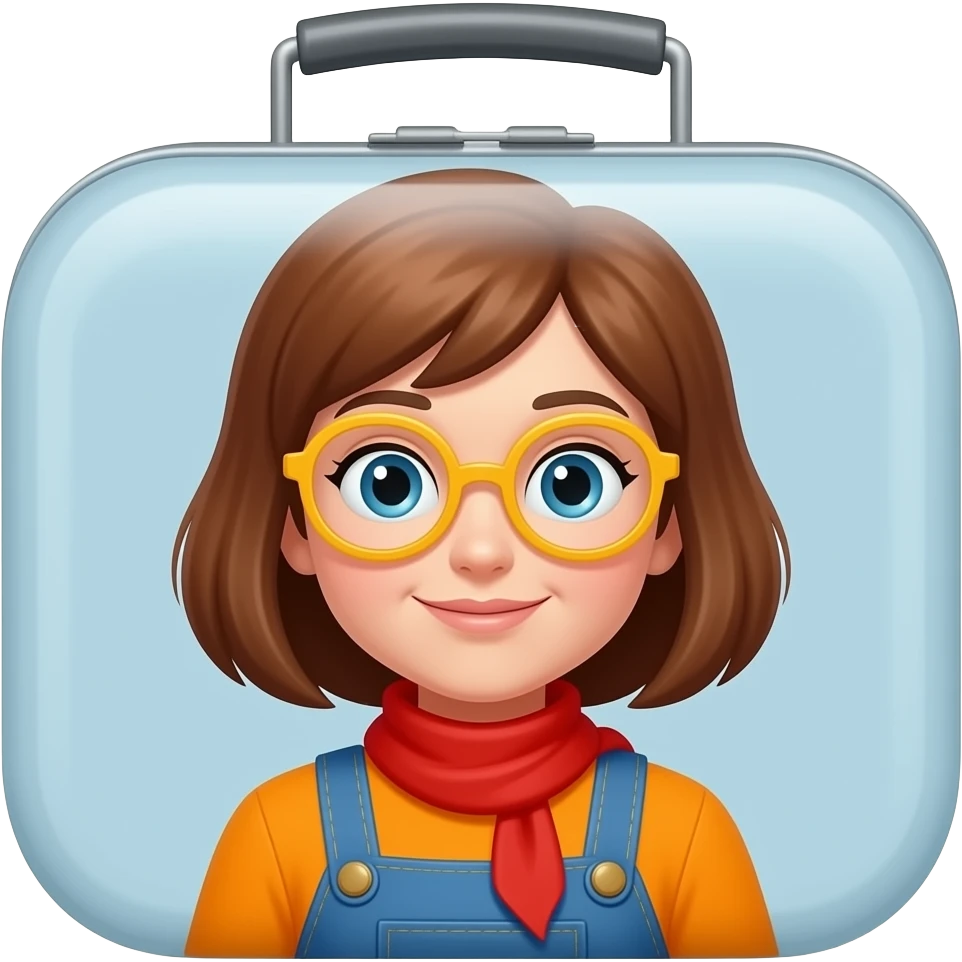 lonchera de Velma Dinkley si que sea identifica ella de ropa y aspecto emoji
