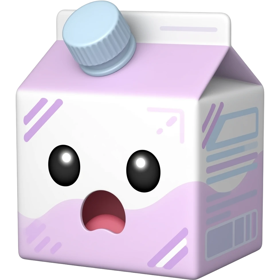 Kawaii juice box with shocked face emoji
