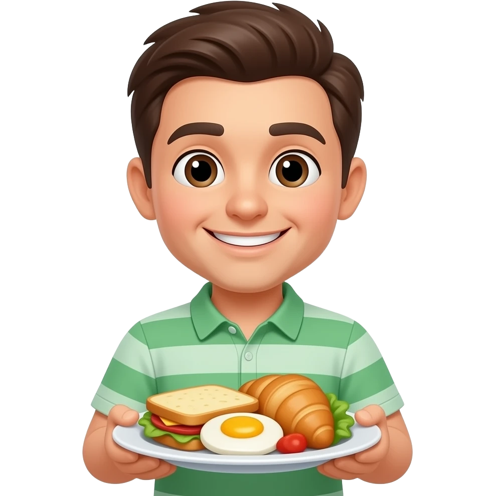 Yellow smiley emoji with good morning breakfast emoji