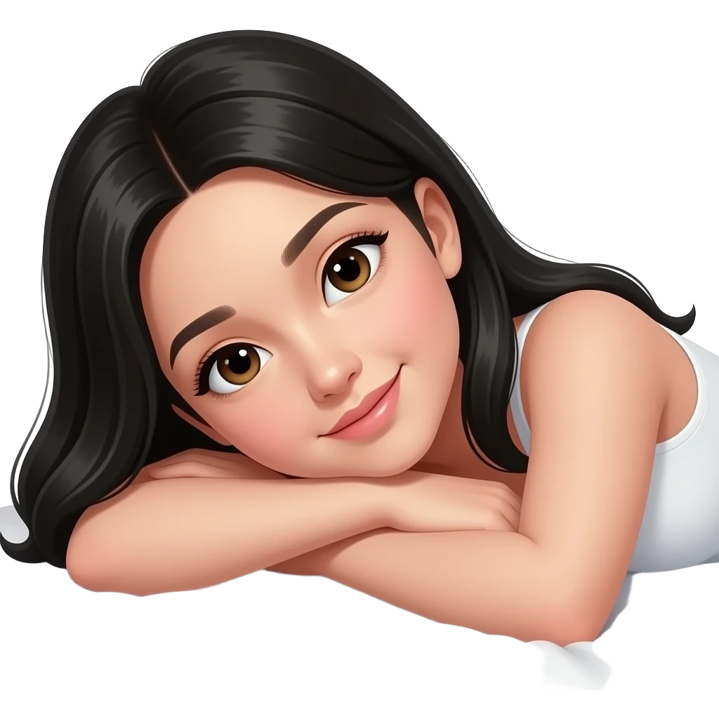 sweet dreams long black hair girl head on bed emoji