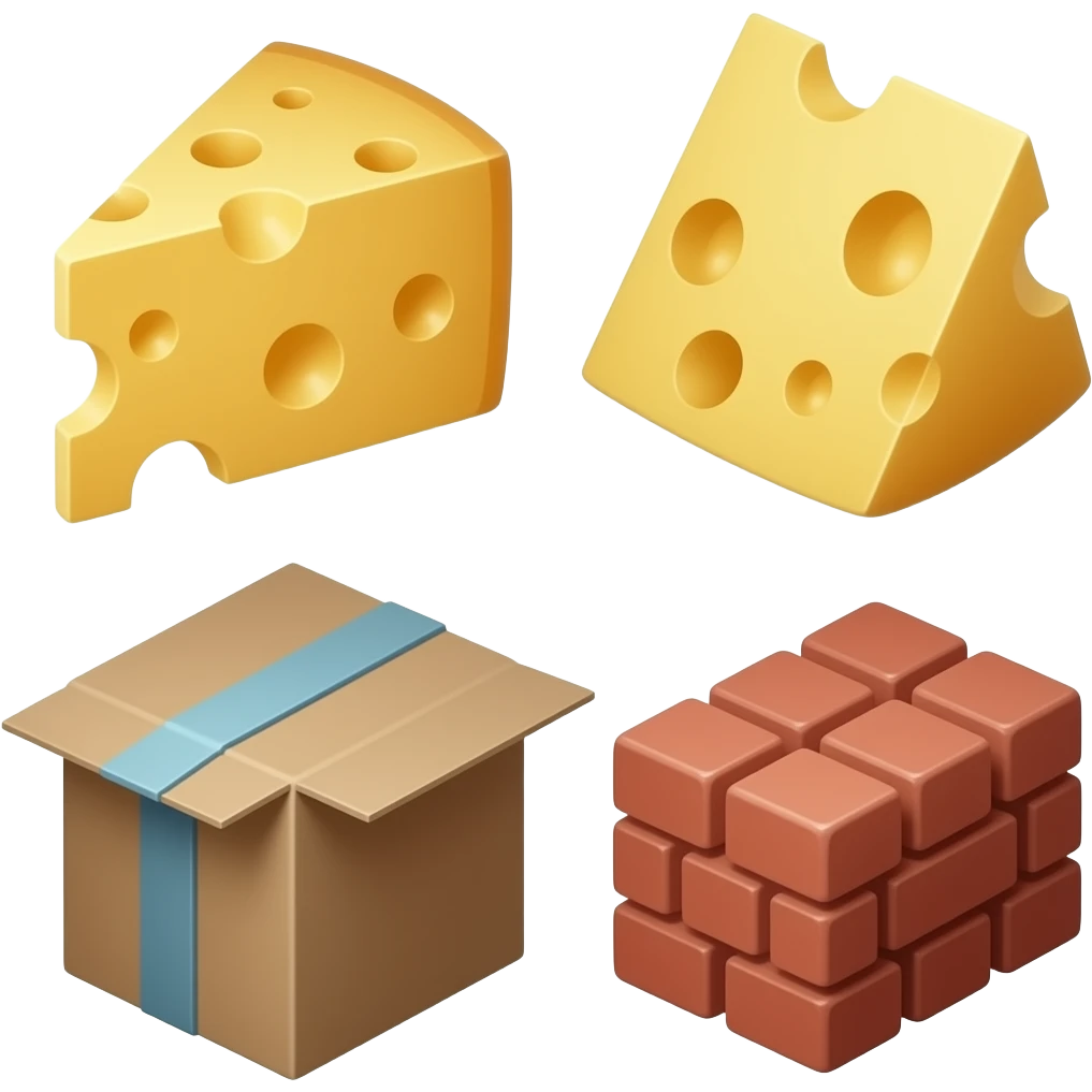 Cheese, cardboard, or and Bricks emoji