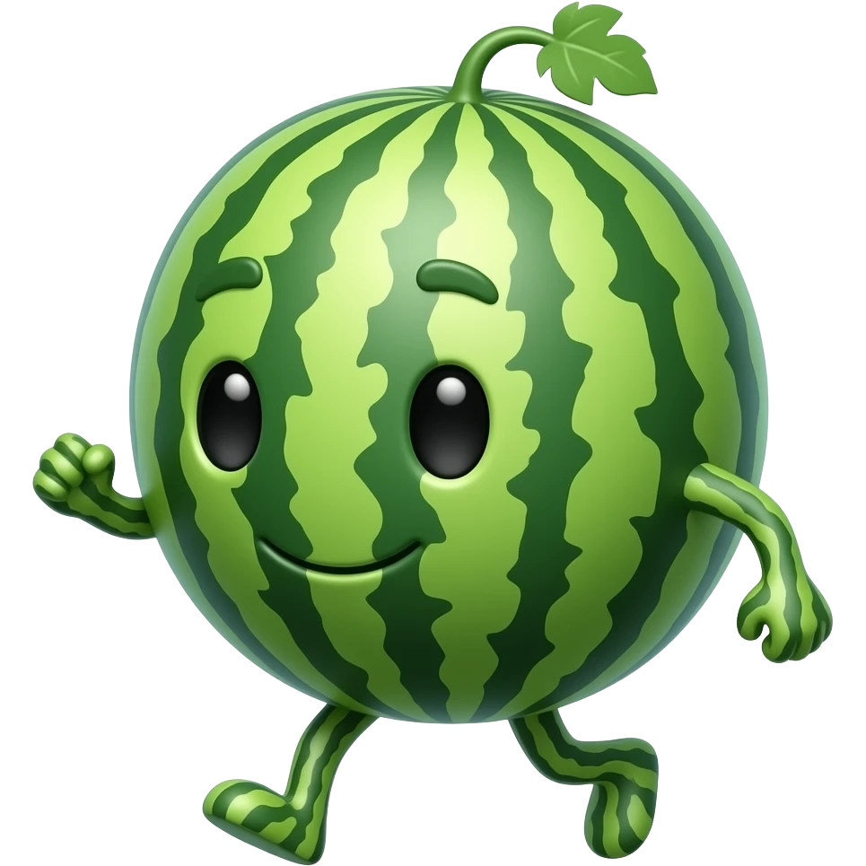 A walking watermelon emoji